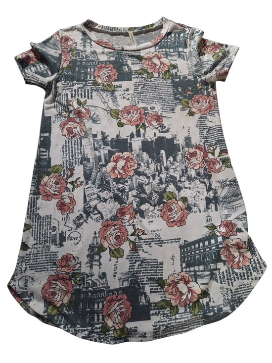 Coco Kelly Tops - Coco Kelly Vintage Newsprint & Floral Tunic Top - Medium - Made in USA